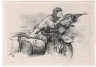 1985 WW2 Military War An automaton on a motorcycle Weapon OLD Russian Postcard