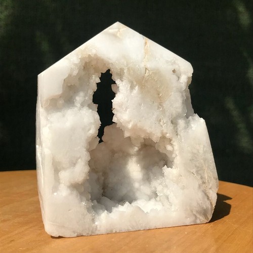 290G Natural Clear Agate Geode Obelisk Crystal Quartz Wand Point Specimen - Picture 13 of 17