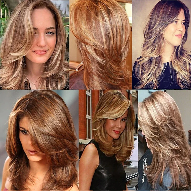 Синтетические длинные светлые многослойные парики для женщин волнистые с подсветкой парик для вечеринок - Изображение 2 из 4