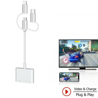 Type C Micro USB Android iOS HDMI Adapter Cable For iPhone 7 8 X 11 12 Pro to TV