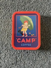Camp Coffee LARGE UNHINGED Cigarette Tobacco Metal Baccy Bait  Tin, New