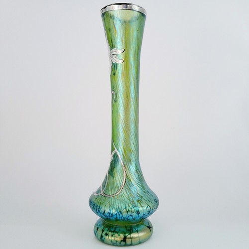 LOETZ PAPILLION CRETA BOHEMIAN AUSTRIAN GLASS VASE CRETE WITH SILVER OVERLAY - Picture 6 of 17