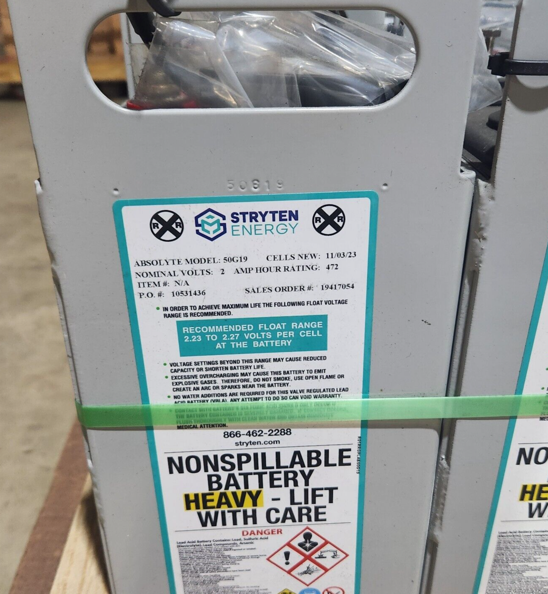 Stryten Absolyte 50G19 2V 472AH Sealed AGM Battery