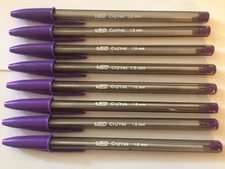 Lot of 8 PURPLE Bic Cristal Ballpoint Pens 1.6mm, Xtra-Bold