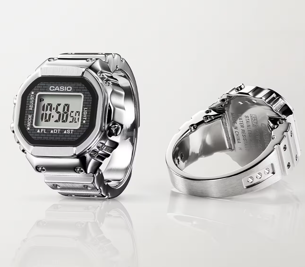 時計 CASIO CRW-001 Ring Watch Stainless Steel Casio Ring Watch CRW-001-1JR 50th Anniversary Silver w/Size