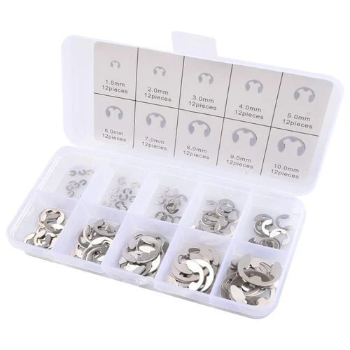 304 Stainless Steel E Clip Assortment Kit E-Clip External Retaining Ring Assort - Picture 1 of 2