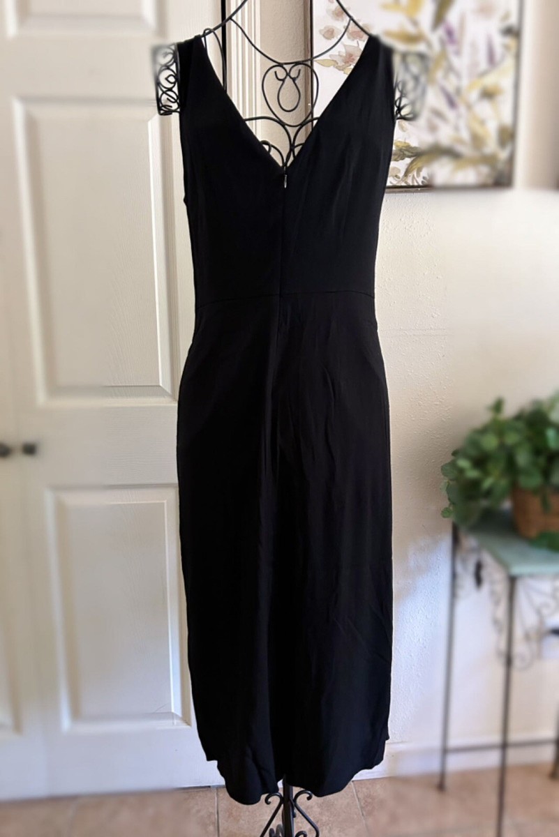 VINCE Black Tank dress sleeveless Ruched Front 100% Linen Size Medium | eBay