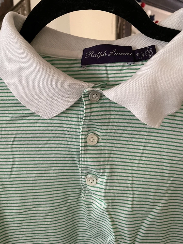 Polo Ralph Lauren Etiqueta Púrpura Para Hombre XL Rayas Verdes y Blancas Foto 3 de 4