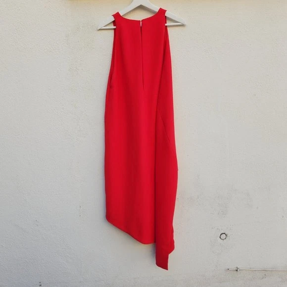 VETEMENTS Abito donna IRO senza maniche asimmetrico Hamlin scollo a scoop senza maniche rosso taglia XL