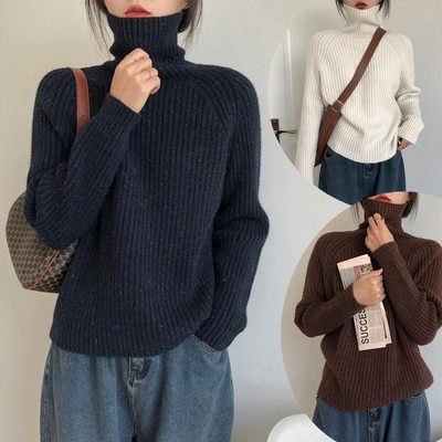 Women's Autumn Winter High-neck Color Pullover Long Sleeve Sweater GX
