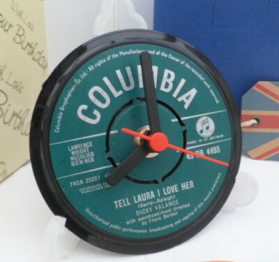 RICKY VALANCE CLOCK Desk Table Vinyl Record Upcycled CLOCK Hit Single Size 4'' .