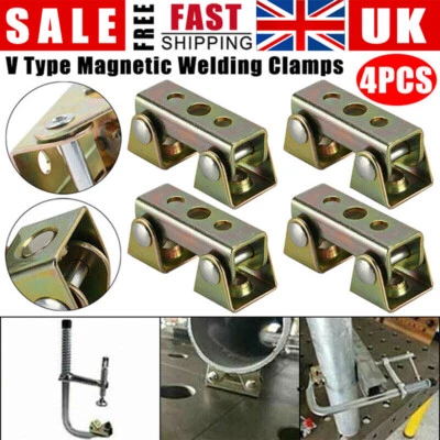 NEW 4Pcs V Type Magnetic Welding Clamps Holder Suspender Fixture Adjustable Pads