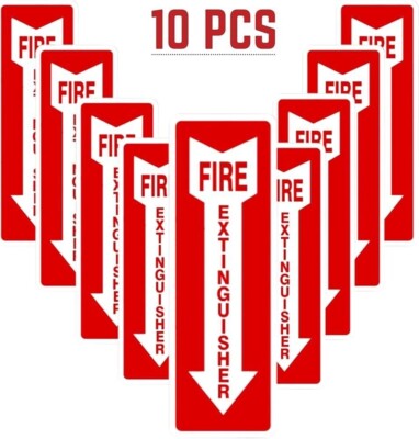 10 Lot Fire Extinguisher Sign Rigid Plastic Arrow Signage 4''x12''