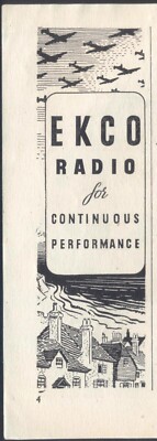 Kriegsflugzeuge Overhead - EKCO RADIO für Dauerleistung. Reklame 40er Jahre.