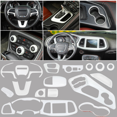 20x Inner Front Decor Central Console Cover Trims for Dodge Challenger 15+ White