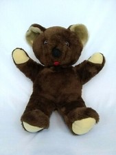 Vintage Elka Teddy Bear Dark Brown Stuffed 15" Soft Fur Plush Cream Ears  Paws