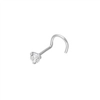 9K WeißGold & Klar 3Mm Cz Kristall 0,58 Mm Nasenschraube