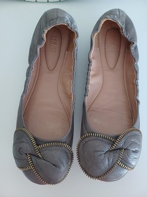 See By Chloe Ballerinas Grau Mit Schleife Gr. 38