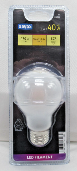 Xavax Led Filament Leuchtmittel E27 4W=40W 470Lm Warmweiß 2700K 411839-image