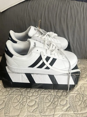 adidas Grand Court 2.0 women’s White/Black Low Top Lace-Up Leather Sneakers - Image 1 of 4