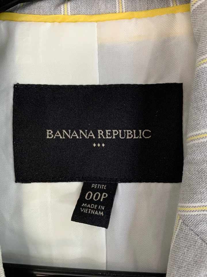 Conjunto de traje de dos piezas a rayas Banana Republic para mujer talla 00P blazer y pantalón Foto 3 de 4