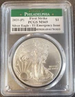 2021-P PCGS MS69 FIRST STRIKE 1 OZ. FINE SILVER EAGLE $1 COIN T1 EMERGENCY ISSUE