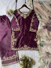 New Launch Heavy Fancy Silk Purple Top Palazzo With Dupatta For Wedding Wear