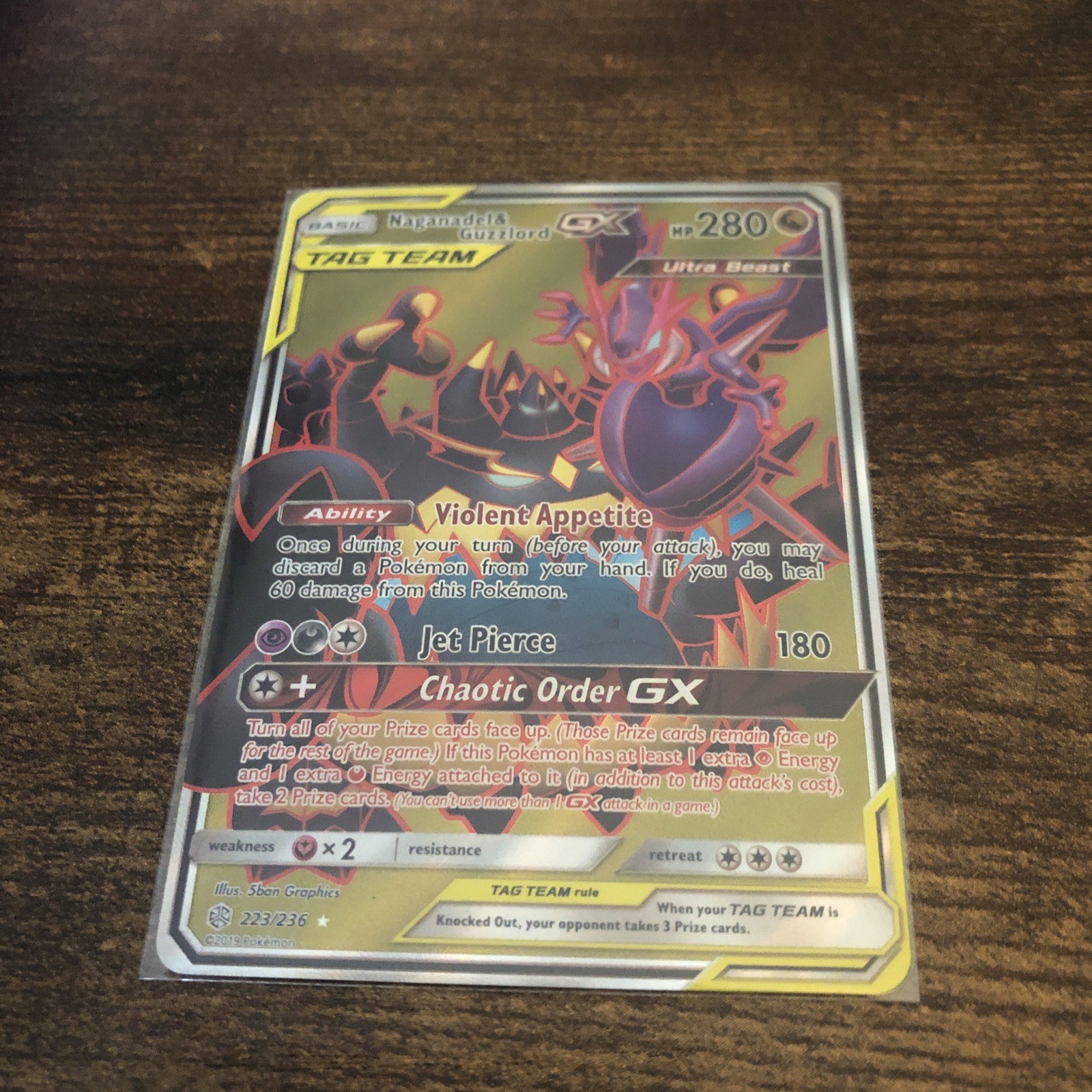 Pokémon Naganadel & Guzzlord GX Cosmic Eclipse Ultra Rare Holo 223/236 280 HP