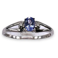 2.36 ct Natural Blue Tanzanite Oval cut 14k White Gold Ladies Ring