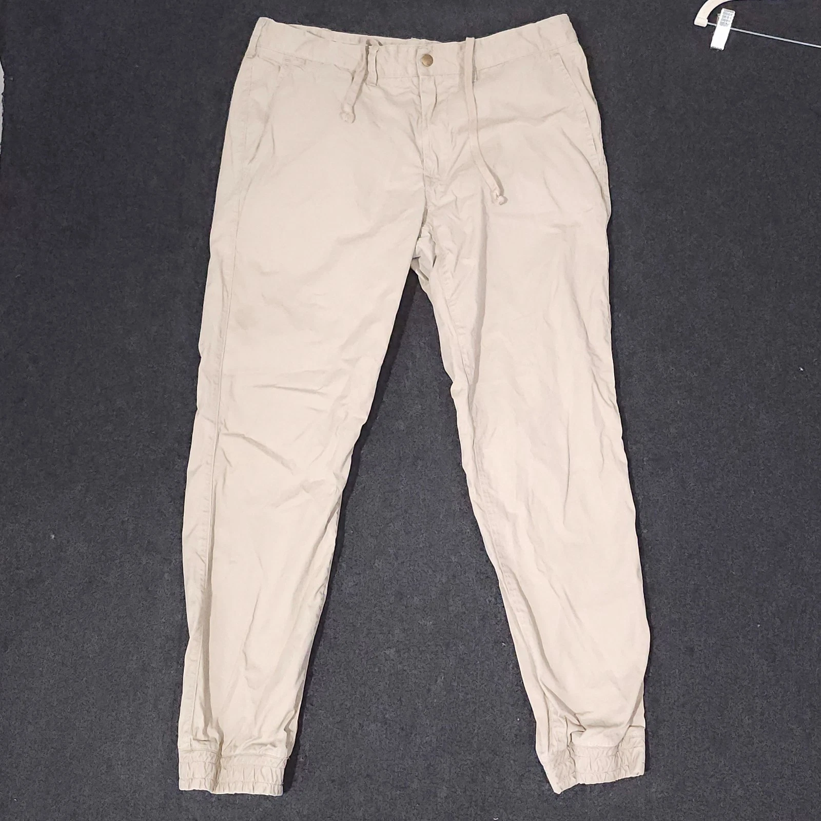 Polo Ralph Lauren Jogger Pants Men 33x32 Beige Drawstring Utility Outdoor Hiking