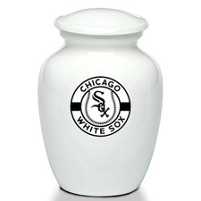 8 In Metal White Chicago White Sox Baseball Theme Cremation Urn Adult Ashes Urns