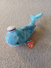 TY Beanie Babies Whale Captain Soft Toy Plush With Tags 2005