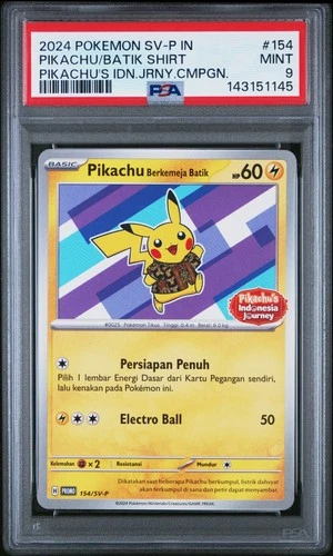 2024 POKEMON INDONESIAN SV-P PROMO #154 PIKACHU IN BATIK SHIRT PSA 9