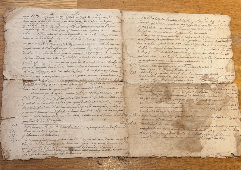 Prédictions sur la Révolution française — manuscrit, vers 1790.