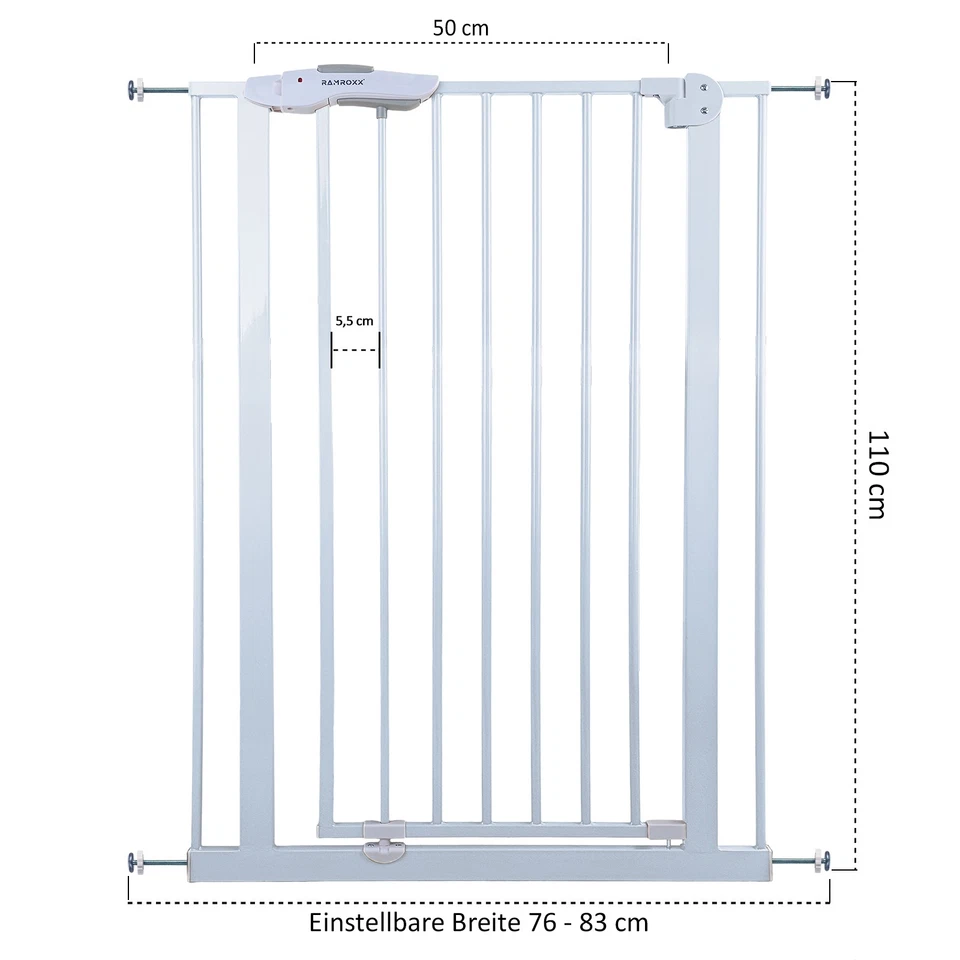 Absperrgitter Treppenschutzgitter weiß für 75-85cm Durchgang 110cm Hoch - Bild 3 von 4