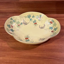 Vintage Andrea by Sadek 9642 Floral Pumpkin Butterfly Yellow serving dish Japan