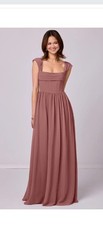 Barbie™ AZAZIE 1036 in Desert Rose long chiffon bridesmaid dress with pockets A6