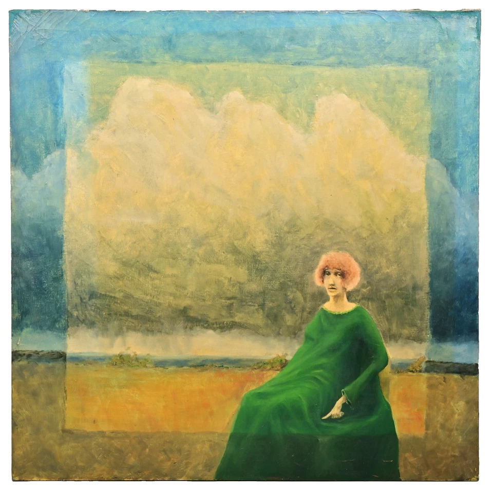 FREDERICK SPRAGUE Original Vintage Signed Lady Portrait Landscape Oil Painting - Image 2 of 4