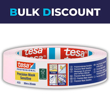 tesa Pink Precision Sensitive Low Tack Masking Tape 14 Day 25/38/50mm - FULL BOX