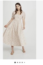 Free People She's A Dream Floral Print Puff Sleeves Midi Spring Dress Size 4 Sm