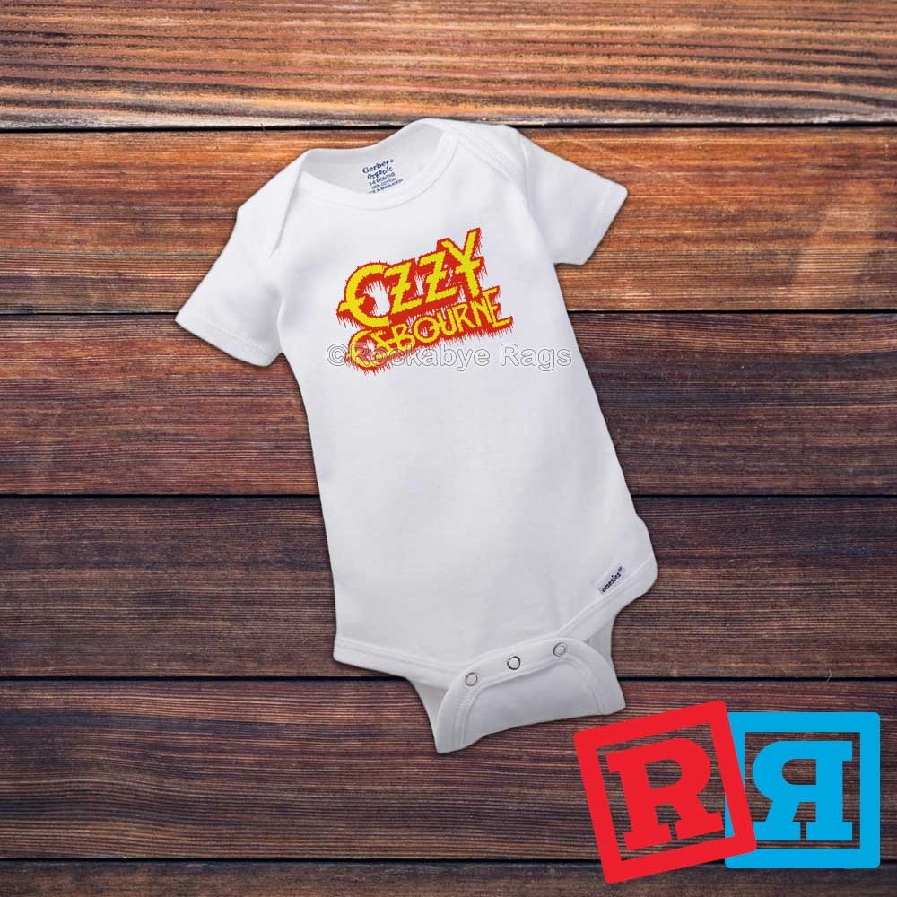 Ozzy Osbourne Logo Gerber Baby Onesie® Cotton Unisex White Short Sleeve Bodysuit