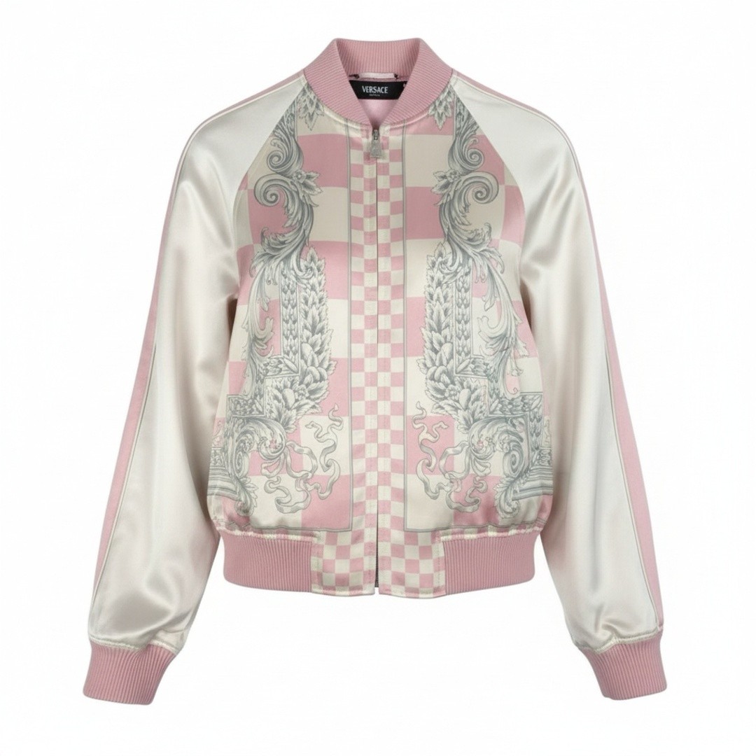 65b10 Vault Versace Bomber Jacket Barocco Print Blouson Size 38 Pink Used AYAN-0
