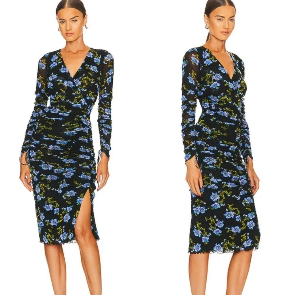 dvf sean mesh dress DIANE VON FURSTENBERG Sean ruffled floral-print stretch-mesh maxi dress