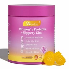 Leefar Women's Probiotic Gummies  Slippery Elm  Pineapple for Feminine Health