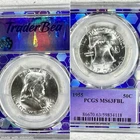 1955 50C MS 63 FBL Franklin Half Dollar Trader Bea Purple Core PCGS 90% Silver