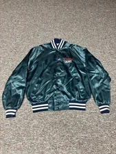 Vtg Coors Light Satin Bomber Jacket Mens XL Blue USA MADE! 