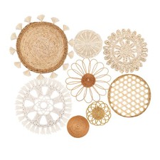 Boho Wall Basket Decor Set of 8 Woven Rattan Seagrass