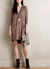 Anthropologie Dolan Left Coast Collection Tegan Tunic in Taupe Size S