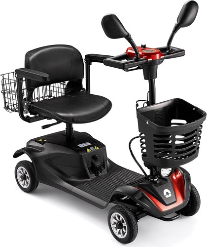 4 Wheels Mobility Scooter Long Range All Terrain LED Headlights With Two Baskets