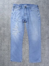 Abercrombie Jeans Mens 36x32 Blue Denim Pants Skinny Straight Light Washed Y2K